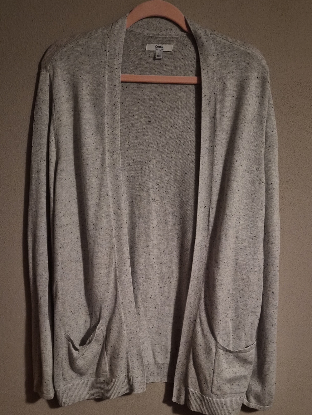 croft & barrow Gray Speckled Open-Front Cardigan with Pockets